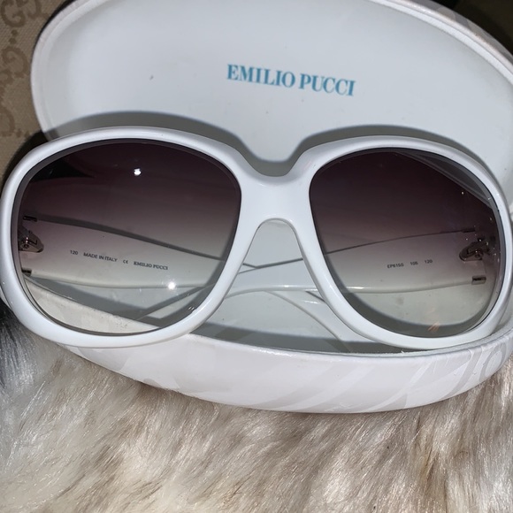 Emilio Pucci Accessories - EMILIO PUCCI White Sunglasses with Case EUC